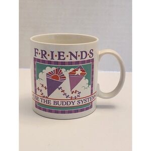 Vintage 1986 "Friends Use The Buddy System" Applause Coffee Tea Mug Cup‎
